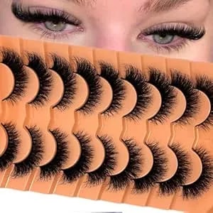 Cat Eye Lashes Mink Wispy Strip Lashes Natural Look Short Fluffy Fox Eye False Eyelashes C Curl Lash Strips Soft Faux Mink Fake Cateye Eyelashes Pack