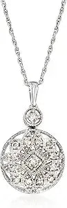 Ross-Simons 0.25 Ct. T.W. Diamond Openwork Pendant Necklace In Sterling Silver