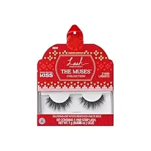 Kiss Lash Couture The Muses Holiday False Eyelashes, ‘Legacy', 12mm, Volumizing Crisscross Lash Pattern, Faux Silk Finish, Vegan, Cruelty-Free, Lightweight, 1 Pair + Lash Glue, Net Wt. 1g (0.035 Oz.)