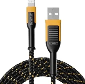 Dewalt Heavy Duty Usb To Lightning Cable [Apple Mficertified] Durable Iphone Charger, Lightning Cables, Fast Charging Iphone Charger Cord Compatible W/Iphones 14/13/12/11 Pro Max Ipad Airpods, 4ft