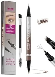 Dududu Eyebrow Pen For Women - Dual-Ended Microblading Pen With Multi-Prong Tip & Brow Brush, Waterproof, Creates Realistic 4d Hair-Like Strokes, Long-Lasting Dark Brown