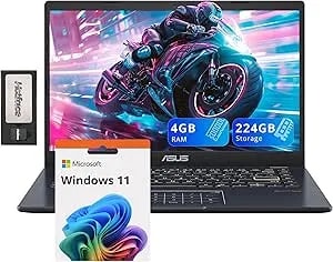 Asus 14" Fhd Ultra-Light Laptop, Intel Pentium n6000, 4gb Ram, 224gb Storage (64gb Emmc+160gb Docking Station Set), Uhd Graphics, Ai-Powered, Copilot Ready, Long Battery Life, Windows 11, Black