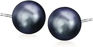 Ross-Simons 8-9mm Black Cultured Pearl Stud Earrings In 14kt White Gold