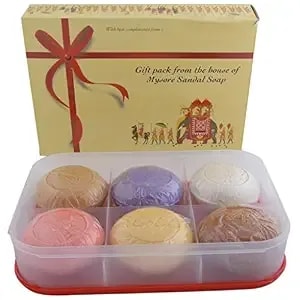 Mysore Sandal Gift Pack Of 6 Soaps - Sandal Lavender, Rose, Special Sandal, Glycerine, Jasmine