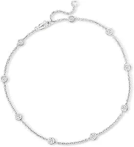Ross-Simons 1.00 Ct. T.W. Diamond Station Anklet In Sterling Silver. 9 Inches