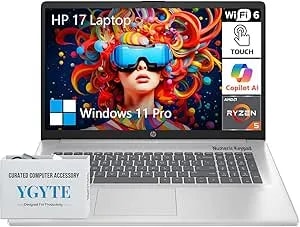 Hp 17.3 Touch Screen Laptop Pc, 17 Inch Laptop Touchscreen, Amd Ryzen 5(6-Core), 16gb Ram 512gb Ssd, Windows 11 Pro, 10-Key Number Pad