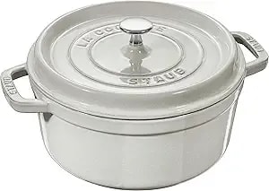 Staub Cast Iron 5.5-Qt Round Cocotte - White Truffle