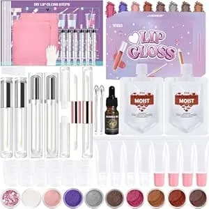 Tsvate Lip Gloss Making Kit, 58pcs Diy Lip Gloss Kit, Lipgloss Making Kit For Women, Beginner, Girls, Moisturizing Lipgloss Base Moist, Double-Ended Tubes, Jojoba Oil, Tween Girls Gift Trendy Stuff