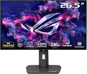 ASUS ROG Strix 27” 1440P OLED Gaming Monitor (XG27AQDMG) - QHD, Glossy OLED, 240Hz, 0.03ms, Custom Heatsink, Anti-Flicker,Uniform Brightness, G-SYNC Compatible, 99% DCI-P3, Displaywidget, 3yr Warranty