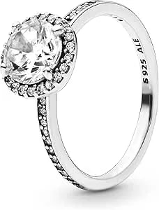 Pandora Classic Elegance Ring, Sterling Silver, Clear Cubic Zirconia, Size 5