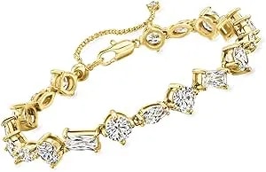 Ross-Simons 14kt Yellow Gold-Plated Bracelet With 15.70 Ct. T.W. Multi-Shaped Czs. 7 Inches