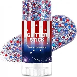 4th Of July Glitter Stick, Red White And Blue Decorations, Star Sparkling Hair Face Glitter 4th Of July Outfits Women Kids,250th Anniversary Independence Day Decorations, Fourth Of July Accessories