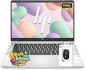 Hp Chromebook 14" Fhd Laptop For School & Study - Intel Processor (Up To 2.8ghz) - 4gb ddr4 Ram - 64gb Emmc + 500gb External - Full-Size Keyboard - Sd Card Reader - Laptop Bag & Mouse - W/O Earbuds