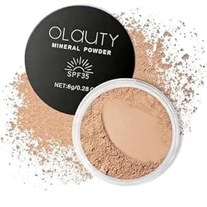 Mineral Powder Foundation, Mineral Powder Sunscreen Spf 35, Lightweight Loose Powder, Sheer Coverage, Skin-Improving And Oil Control, Natural Glow Base Makeup (02 Medium Beige)