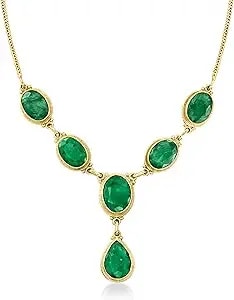 Ross-Simons 33.75 Ct. T.W. Emerald Y-Necklace In 18kt Gold Over Sterling. 18 Inches