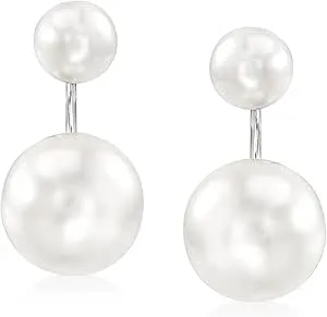 Ross-Simons 6.5-12.5mm Shell Pearl Front-Back Earrings In Sterling Silver