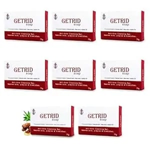 Getrid Astringent Face & Body Soap Enriched With Salicylic Acid And Sulphur/Sulfur Cleansing Bar For Skin Prone To Acne & Blemishes Protection Soap For Oily Skin (Pack Of 8)