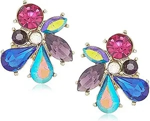 Betsey Johnson Stone Cluster Button Earrings