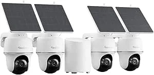 Reolink 5MP Solar Security Cameras Wireless Outdoor, 360° Pan Tilt Auto-Tracking, Smart AI Detection, Up To 1TB Local Storage, 2.4/5GHz Dual-Band Wifi, Home Hub Mini With 4X Argus PT + Solar Panel