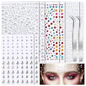 2 Sets Face Gems, Festive Jewelry, Hair Accessory Gems,Pearl For Face，Gemstone Self Adhesive Face，Eyes, Makeup, Body Adornment, Essential Items For Party Sparkle And Style Transformation