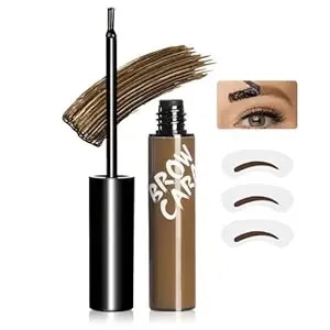 Eyebrow Gel - Easy Peel Off Tattoo Eyebrow Gel Waterproof & Transfer-Proof With Eyebrow Stencils, Create Full, Soft And Fuller & Defined-Looking Brows Makeup For Women & Girl (Light Brown)
