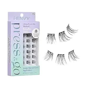 I-Envy Press&Go Self-Adhesive Eyelashes, No Glue Needed False Eyelash Clusters, Easy Application 1 Step Press-On Lashes, No Damage Or Residue (Every Day Wispy)