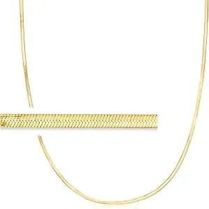 Ross-Simons Italian 2mm 18kt Gold Over Sterling Herringbone Necklace