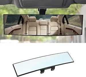 8sanlione 12 Inch Panoramic Car Rearview Mirror, White - Clip-On Installation, Hd Viewing Surface, Fits Most Cars, Suvs, And Trucks, Car Interior Accessories