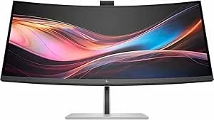 Hp 734pm 34" Class Webcam Uw-Qhd Curved Screen Led Monitor - 21:9-34" Viewable - In-Plane Switching (Ips) Black Technology - Edge Led Backlight - 3440 X 1440 - Freesync Premium - 400 Nit - 5 Ms - 12