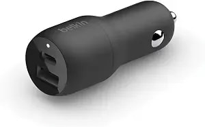 Belkin 37-Watt Dual Usb Car Charger - Power Delivery 25w Usb-C Port & 12w Usb-A Port For Pps Charging Apple Iphone, Samsung Galaxy, Airpods, & More