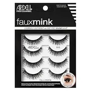 Ardell Faux Mink Lashes 815, Ultra-Soft, Natural Look False Eyelashes, Reusable Strip Lashes, 4 Pairs, 1 Pack