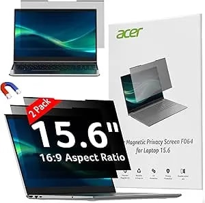 Acer 2-Pack Laptop Privacy Screen - For Laptop 15.6 Inch 16:9, Magnetic & Removable Privacy Filter Shield, Anti-Glare Screen Protector, Dual-Sided Monitor Shield, For HP, Dell And Other Major Brands