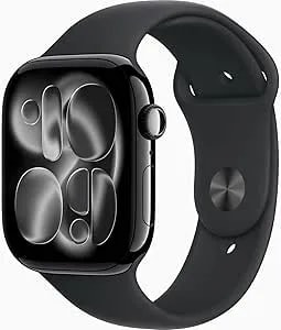 Apple Watch Series 11 [GPS + Cellular, 46mm] Jet Black Aluminum Case With Black Sport Band, S/M (Renewed)
