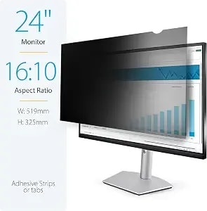 Startech 24in 16:10 Monitor Privacy Screen Filter, Matte/Glossy Sides, Taa - Blue Light Reducing Screen Protector, Computer Screen Security Filter, Display, Film