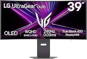 LG Ultragear 39GX900A-B 39” OLED Curved WQHD Gaming Monitor - 240Hz, 0.03ms, G-SYNC & Freesync Premium Pro, HDMI 2.1, Displayport 1.4, USB-C, VESA, Anti-Glare, HDR True Black, 800R Curve
