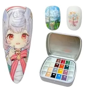 16 Colours Narina The Artist Palette X Mpa With Mixing Pad, 2 Mini Palettes, 24 Grids For Nail Art, Solid Colour 5g Each High Pigment & Coverage.