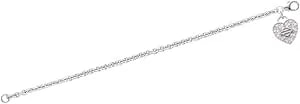 Harley-Davidson Women'S Bling Heart With B&S Chain Bracelet, Silver hdb0427