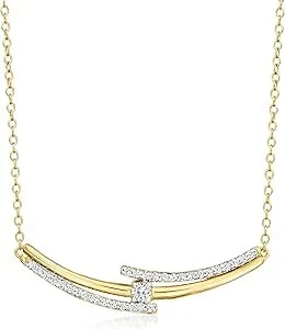 Ross-Simons 0.40 Ct. T.W. Diamond Curved Multi-Bar Necklace In 18kt Gold Over Sterling. 18 Inches
