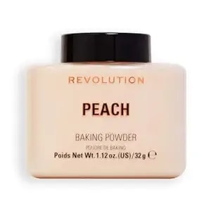 Revolution Beauty London, Loose Baking Powder, Makeup Setting Powder, Long-Lasting Coverage, Mattifies & Reduces Shine, Peach, 1.12 Oz