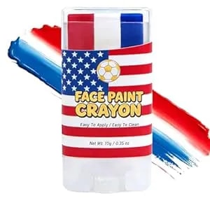 Patriotic Red White Blue Face & Body Paint Sticks -Usa Flag Makeup For 4th Of July Independence Day For Women, Men, Kids - Ideal For Soccer Sports & Events World Cup Festivals (Red White Blue)