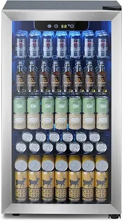 Electactic Mini Fridge 130 Can Beverage Refrigerator Cooler, 3.2 Cu.Ft Drink Fridge Forsoda Wine Beer, Digital Temperature Control Cooler For Home, Dorm, Bar