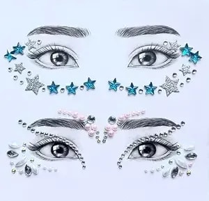 Self-Adhesive Eye Pearls And Face Gems Jewels For Rave Party Festival Makeup, Reusable Multicolor Acrylic Crystal Temporary Tattoo Stickers, Mermaid Face Jewel Eye Stones(Azure Shine)