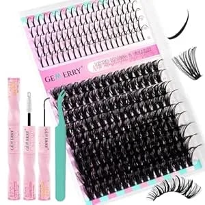 Gemerry Lash Clusters Kit 80d Long 12-21mm With Spikes Cluster Eyelash Extensions Kit Diy Wispy Natural Lash Clusters With Lash Bond And Seal Spiky Individual Lashes Eyelashes