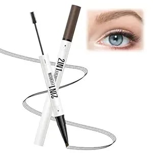 2 In 1 Dual Ended Eyebrow Pen, 2025 New Microblading Eyebrows Pen With Micro-Fork-Tip Last All-Day, Upgrade Waterproof Eyebrow Pens For Natural Hair (Brown)