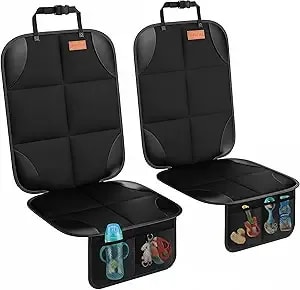 Smart Elf Car Seat Protector, Thickest Padding And Non-Slip Backing 2pack - Waterproof Car Seat Cover 2 Mesh Pockets For Baby And Pet, Easy To Install And Remove Folds For Storage, Sedan Suv Truck