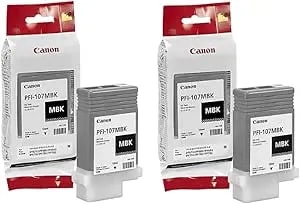 Canon PFI-107MBK Ink Cartridge Matte Black - 2 Packs In Retail Packing
