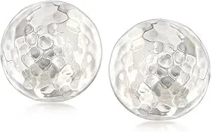 Ross-Simons Italian Sterling Silver Hammered Dome Clip-On Earrings
