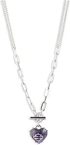 Harley-Davidson Women'S 24 In. Amethyst Bar & Shield Heart Toggle Chain Necklace