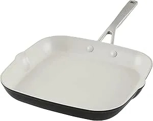 Kitchenaid Hard Anodized Ceramic Nonstick Grill Pan/Griddle, Square, 11.25 Inch - Matte Black