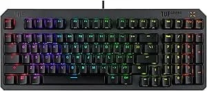 Asus Tuf Gaming k3 Gen Ii Wired Usb Gaming Keyboard – 97-Key Compact Layout, Optical-Mechanical Red (Linear) Switches, Pbt Keycaps, Detachable Top Plate, ip57 Waterproofing, Pc/Mac Support - Black